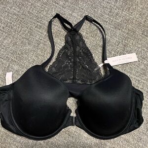 NWT Body by Victoria Lightly Lined Full Coverage Lace Racerback Bra 38D Black